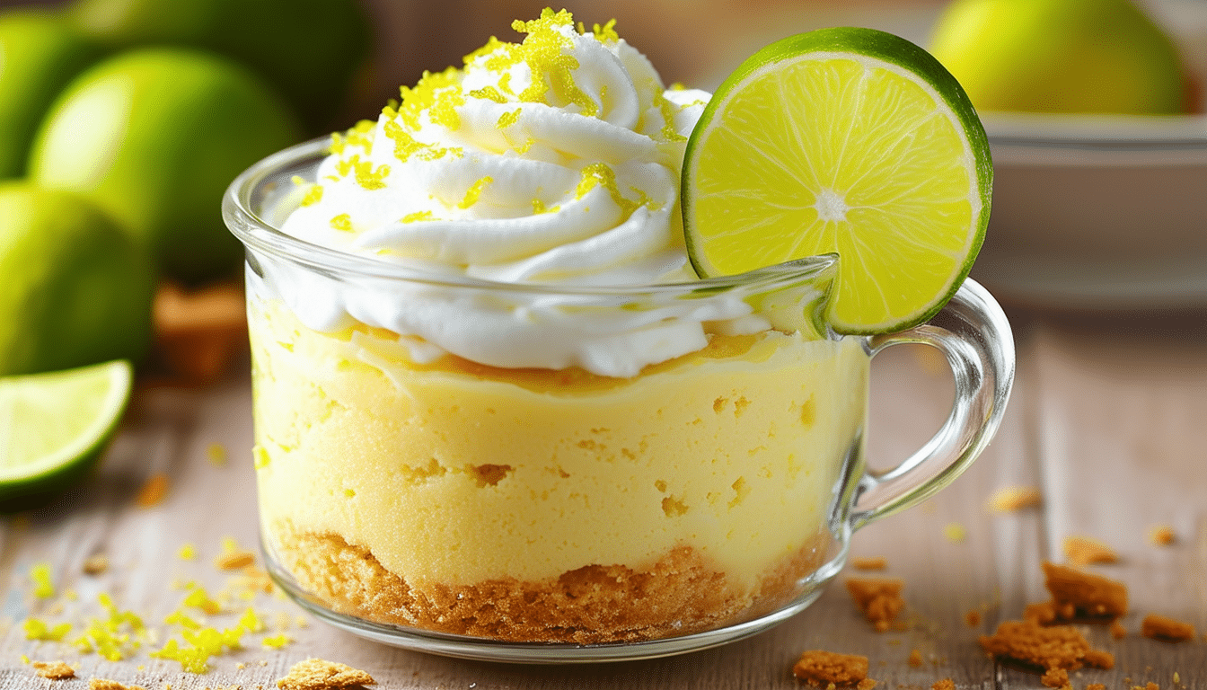 indulge in the delightful taste of key lime pie with this quick and easy mug cake recipe. perfect for a sweet treat in minutes, this fluffy dessert features tangy lime flavor and a creamy topping, making it an irresistible choice for any lime lover!