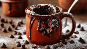 indulge in a deliciously rich molten lava mug cake ready in minutes! this easy and quick recipe combines chocolatey goodness with a gooey center, perfect for satisfying your sweet cravings anytime. ideal for a solo treat or a cozy dessert with friends!