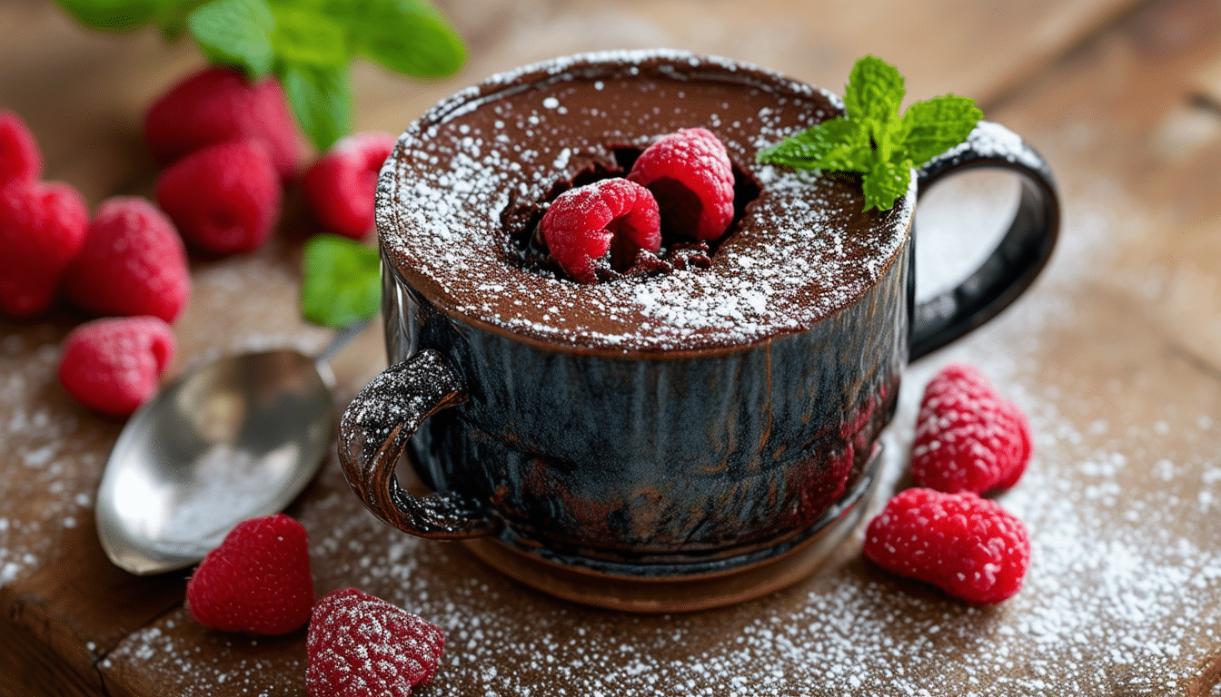indulge in a deliciously gooey molten lava mug cake ready in just minutes! this easy recipe combines rich chocolate flavor with a molten center, perfect for satisfying your sweet cravings. make dessert quick and delightful!