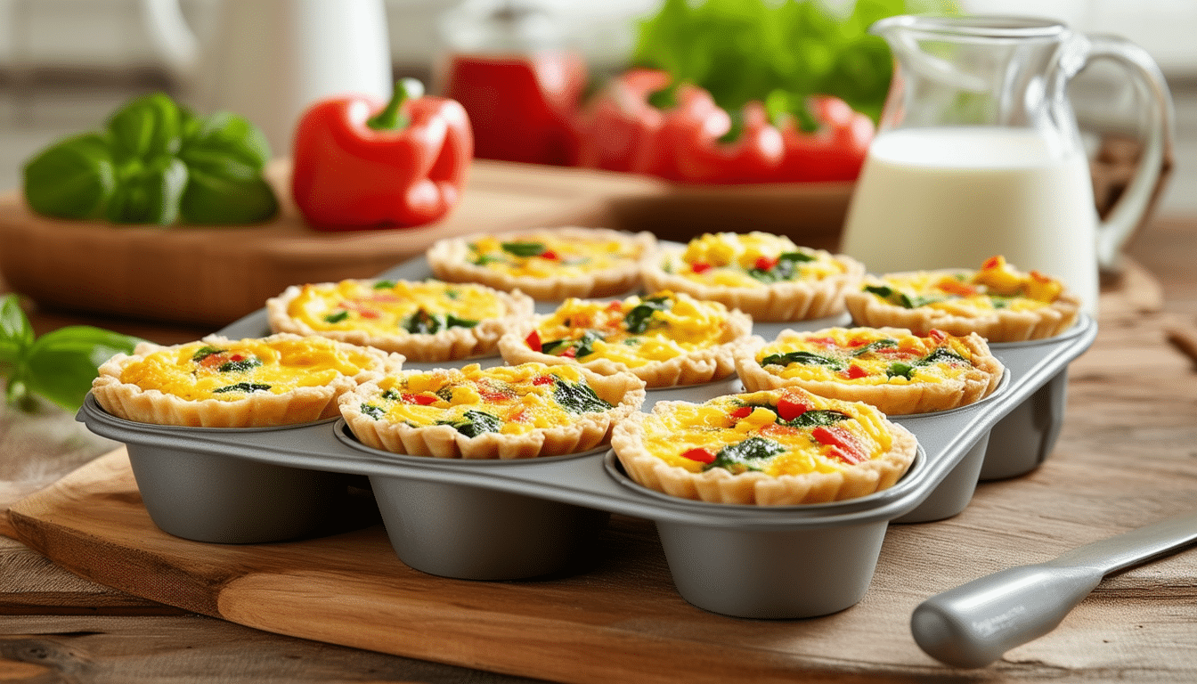 discover the ease of making muffin tin quiches! bake delicious eggs loaded with fresh vegetables and cheese in convenient muffin tins for quick and portable breakfast bites. perfect for busy mornings or meal prep!