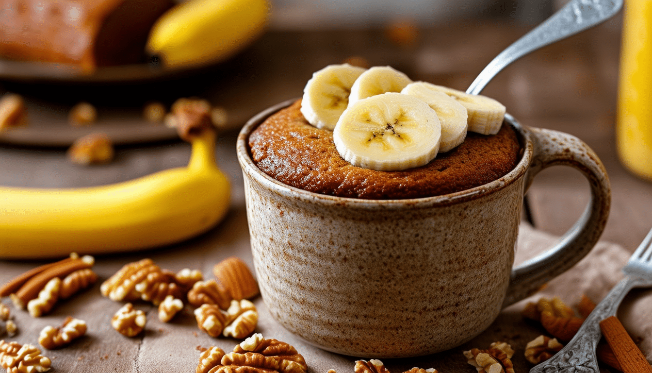 enjoy a delicious and healthy paleo banana bread mug cake that's perfect for a quick dessert or breakfast. made with simple, wholesome ingredients, this easy recipe is grain-free and gluten-free, satisfying your sweet cravings without the guilt!