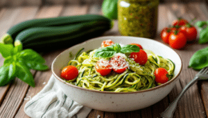 discover a delicious and healthy pesto zucchini noodles recipe that is quick to prepare. this low-carb alternative to traditional pasta is packed with flavor and nutrients, making it perfect for a light meal or as a side dish. enjoy a fresh twist on your favorite italian dish!