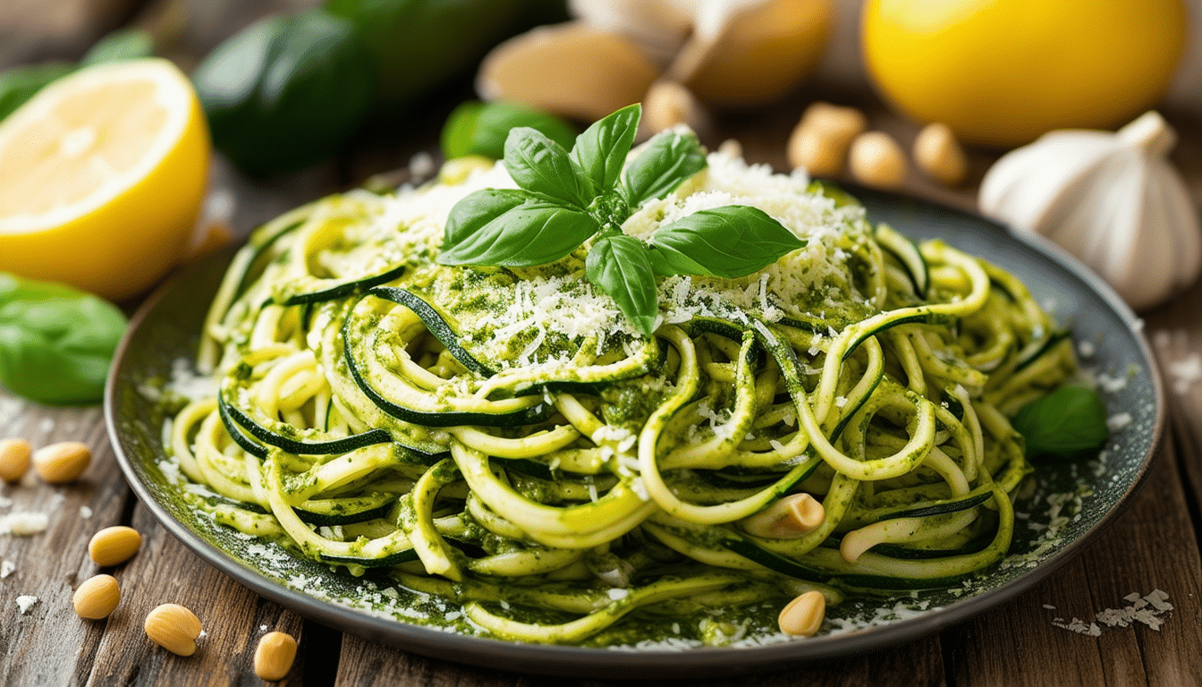 discover a fresh and flavorful pesto zucchini noodles recipe that's perfect for a healthy meal. this easy-to-follow dish combines spiralized zucchini with a vibrant pesto sauce for a delicious, low-carb alternative to traditional pasta. enjoy a burst of flavors in every bite!