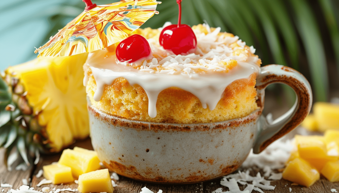 indulge in a tropical delight with our pina colada mug cake recipe! this quick and easy dessert combines the classic flavors of pineapple and coconut, perfect for a single-serving treat that's ready in minutes. ideal for satisfying your sweet tooth or impressing guests with minimal effort!