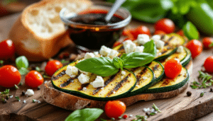 discover a quick and easy zucchini bruschetta recipe that's perfect for a healthy appetizer. fresh zucchini is combined with tomatoes, garlic, and basil for a delicious bite-sized treat. ideal for gatherings or a light snack!