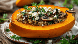 discover a delicious and healthy recipe for quinoa and mushroom stuffed squash, a perfect vegetarian dish packed with flavors. ideal for a hearty meal, this combination of nutrient-rich quinoa, savory mushrooms, and tender squash is sure to satisfy your taste buds.