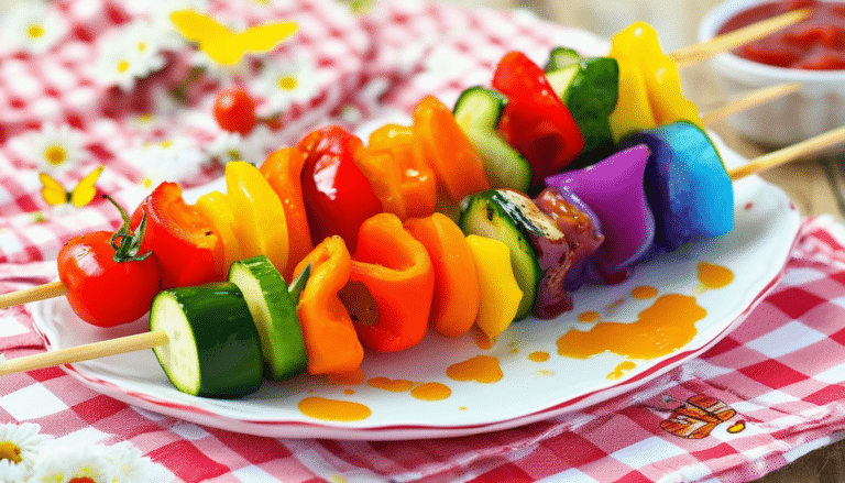 discover the vibrant flavors of our rainbow veggie skewers recipe! perfect for summer barbecues or healthy snacks, these colorful skewers are packed with fresh vegetables and drizzled with a zesty dressing. easy to make and a feast for the eyes, they’re sure to impress at any gathering.