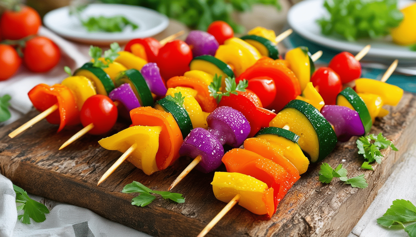 discover the vibrant flavors of our rainbow veggie skewers recipe! this colorful dish combines a variety of fresh vegetables, perfect for grilling or roasting, making it a delicious and healthy addition to any meal. ideal for barbecues, picnics, or as a light snack. easy to prepare and visually stunning!