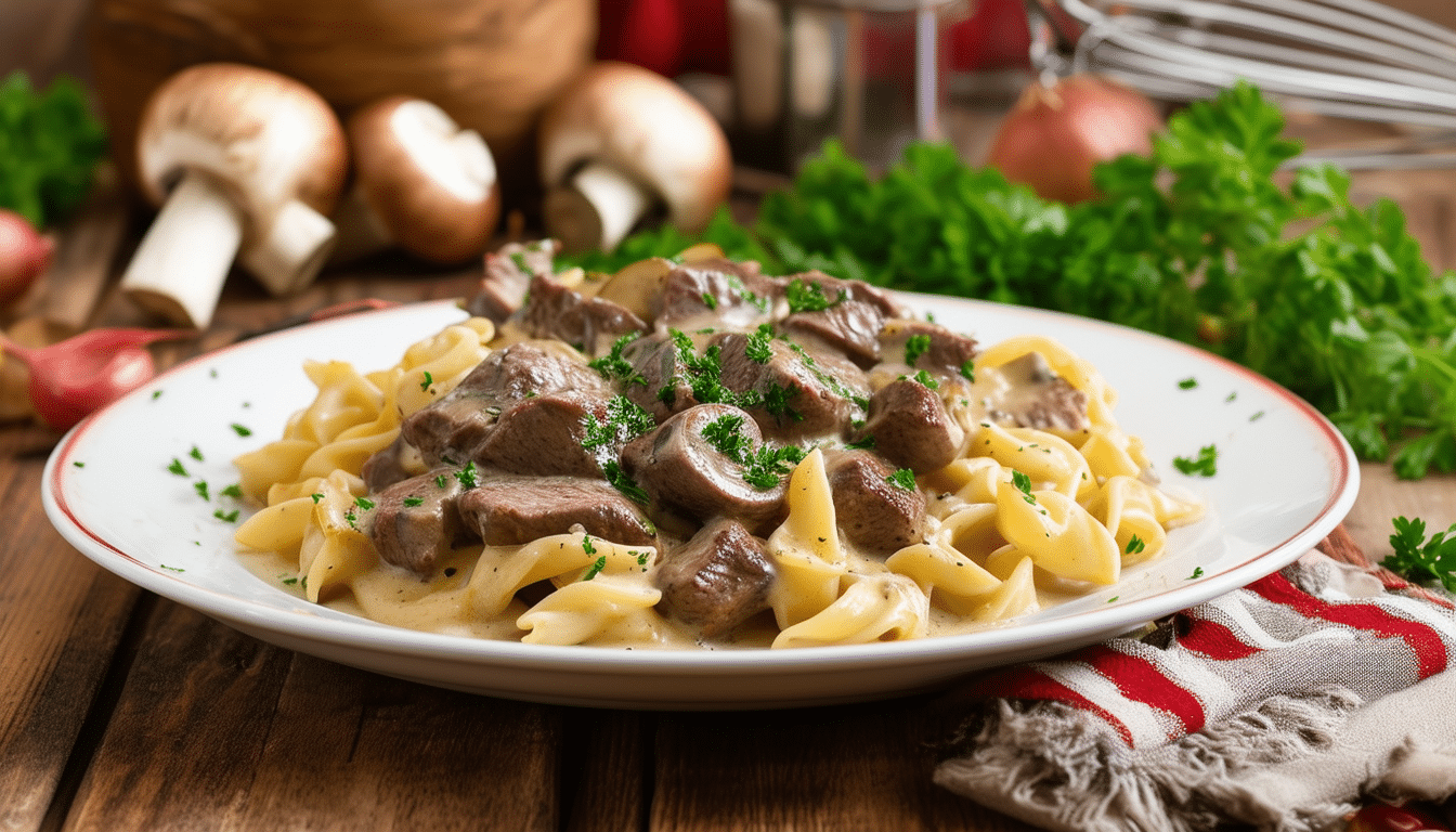discover the perfect beginner's recipe for beef stroganoff! this creamy and savory dish combines tender beef, rich sauce, and hearty noodles, making it an ideal comfort meal for any occasion.