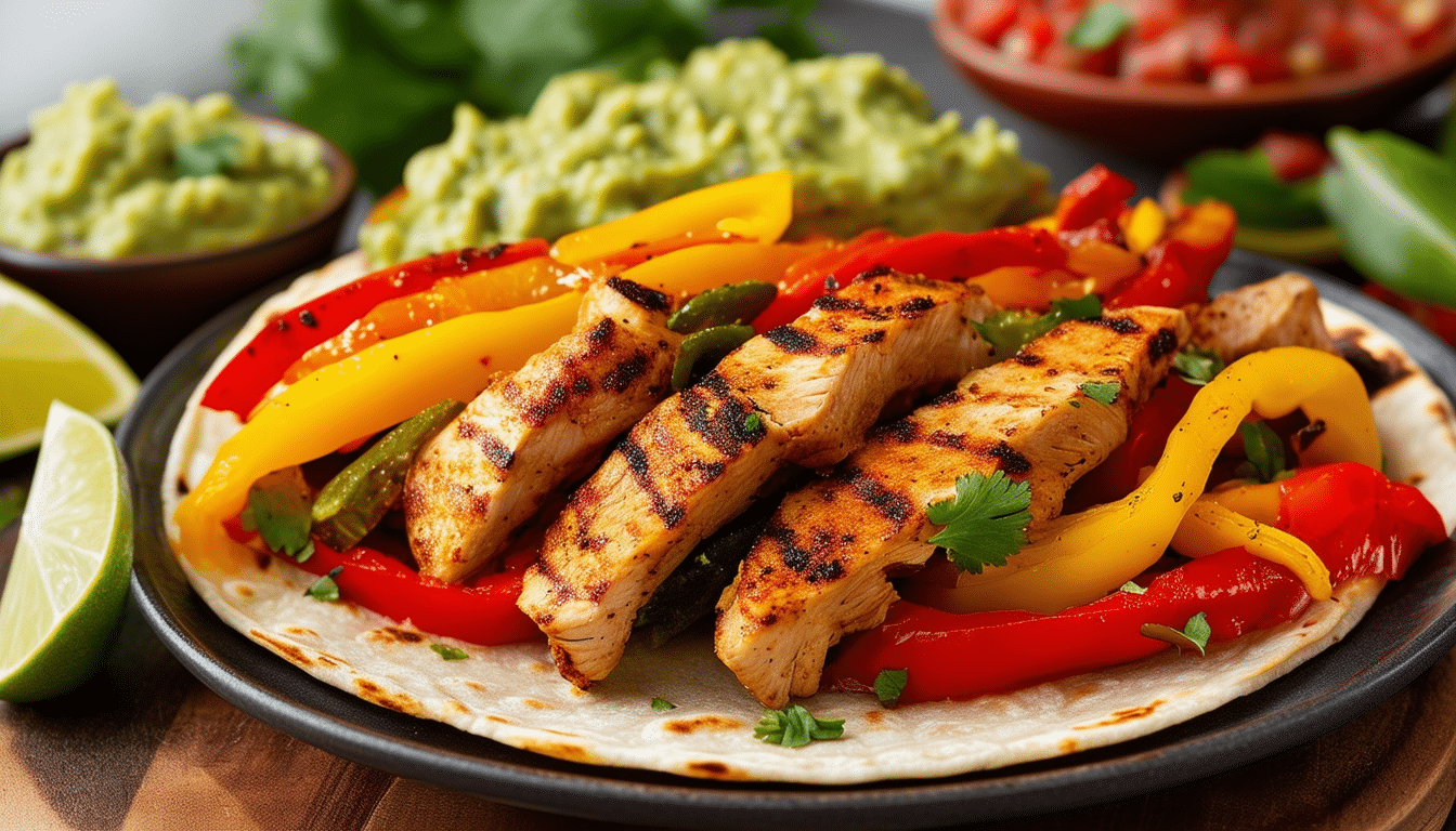 discover an easy and delicious recipe for chicken fajitas! this quick dish features tender chicken strips sautéed with colorful bell peppers and onions, perfect for a satisfying meal that the whole family will love.