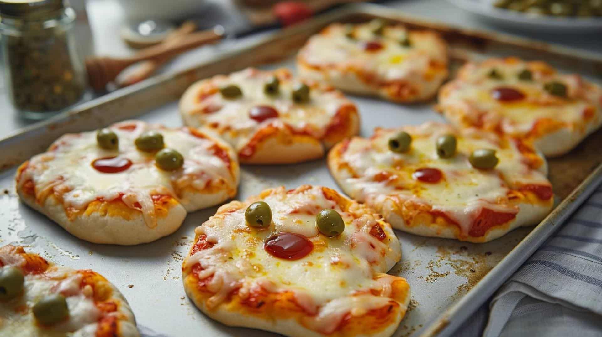 Recipe: Ghost Pizza Bagels – Easy pizza bagels decorated like ghosts