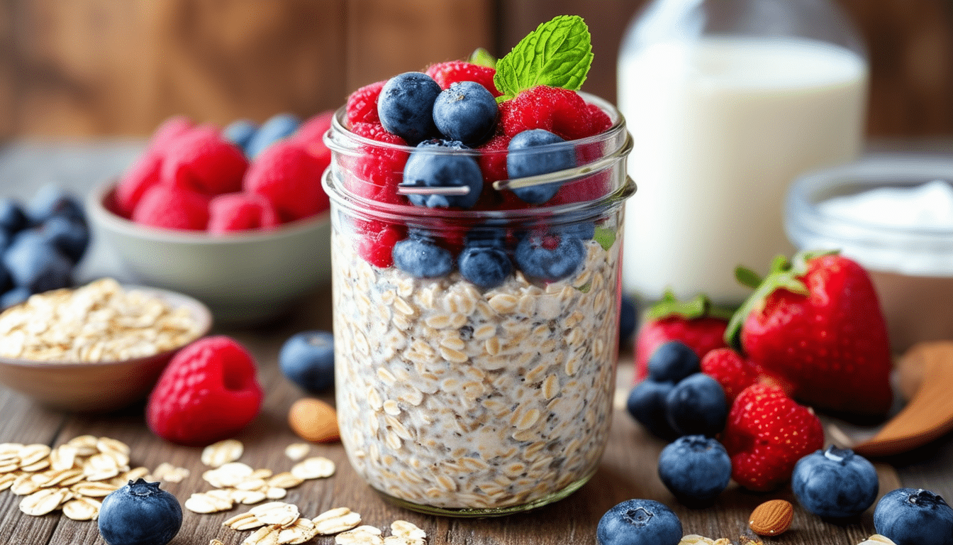discover a delicious and nutritious way to start your day with our berry protein overnight oats recipe. perfect for meal prep, these oats are packed with protein and topped with fresh berries, making them a healthy and convenient breakfast option that will keep you energized throughout the morning.