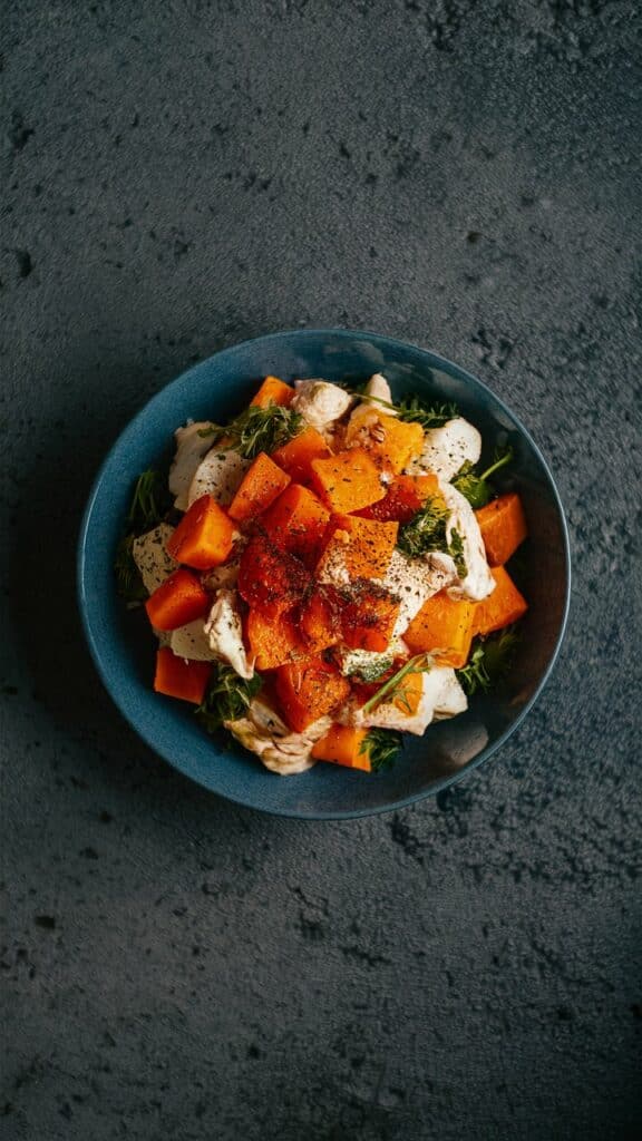 Healthy chicken salad with vegetables
