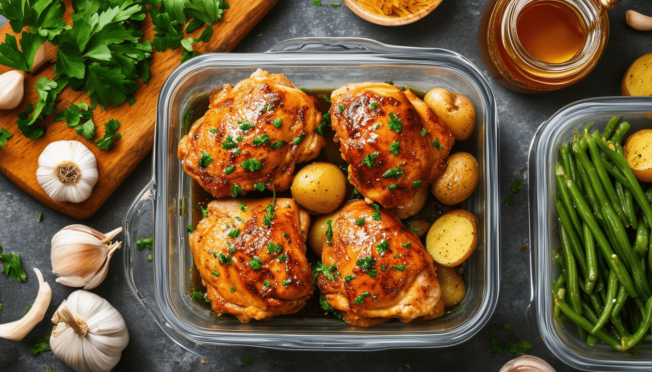 discover the ultimate recipe meal prep with our garlic and honey chicken thighs. this mouthwatering dish combines tender chicken with a sweet and savory glaze, perfect for your weekly meal planning. quick, easy, and delicious, it's the ideal choice for busy individuals looking to enjoy healthy homemade meals.