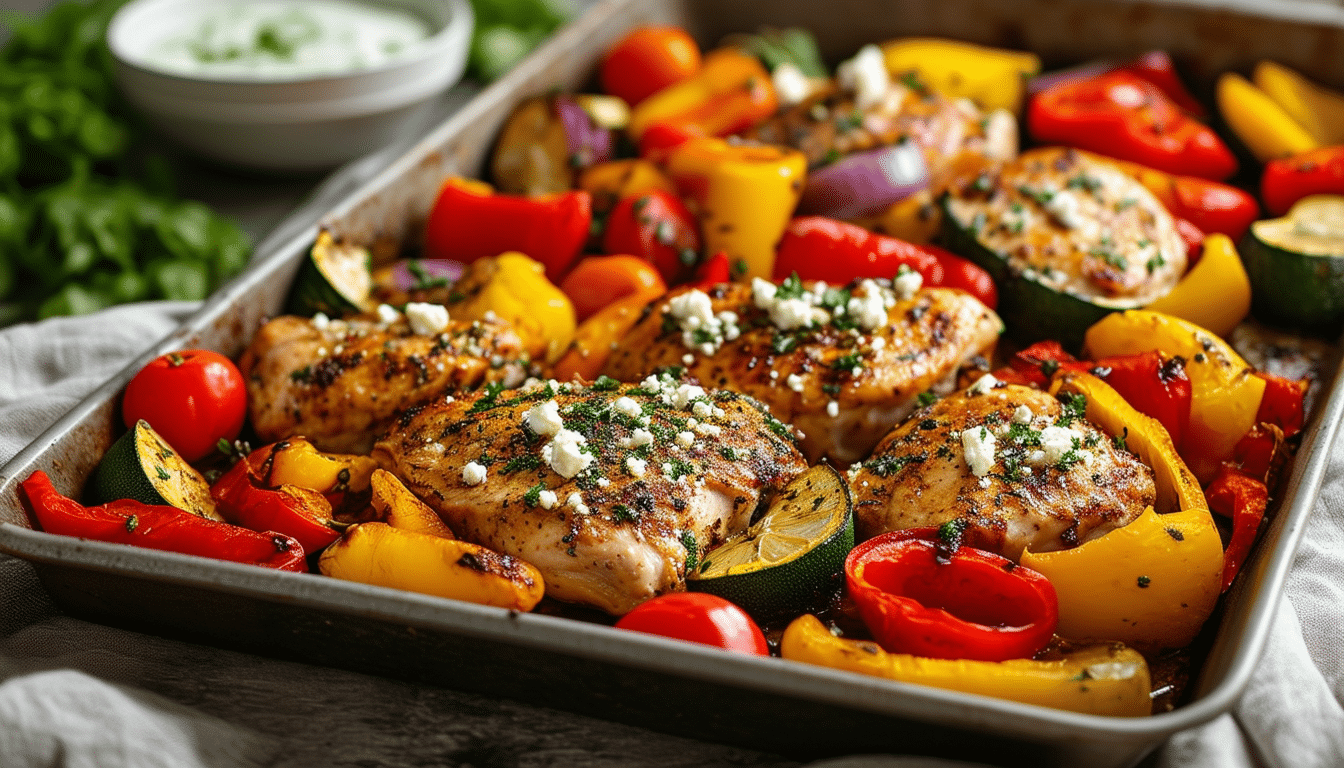 prepare a delicious and healthy greek sheet pan chicken dinner with our easy recipe meal prep guide. enjoy flavorful chicken, vibrant vegetables, and a mediterranean twist, perfect for busy weeknights or meal prepping for the week ahead.