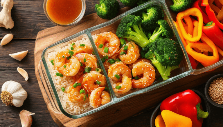 prepare a delightful meal with our honey garlic shrimp recipe that's perfect for meal prep. quick, easy, and packed with flavor, this dish will save you time in the kitchen while satisfying your taste buds throughout the week!