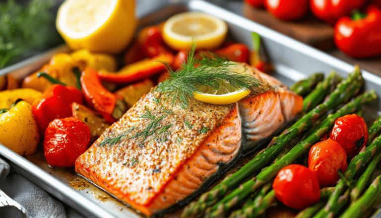 prepare a delicious and healthy salmon sheet pan dinner with veggies in this easy recipe meal prep. perfect for busy weeknights, this one-pan dish is packed with flavor and nutrients, making dinner a breeze while keeping your meal prep on track!