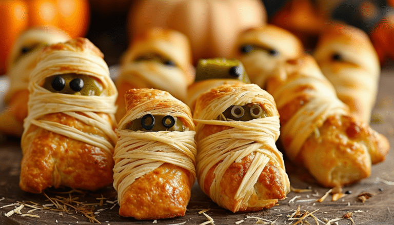delight in the spooky festivities with our mummy jalapeño poppers! these deliciously spicy jalapeño poppers are creatively wrapped in flaky crescent rolls, transforming them into fun and festive mummies perfect for halloween gatherings. easy to make and packed with flavor, they're sure to be a hit at any celebration!
