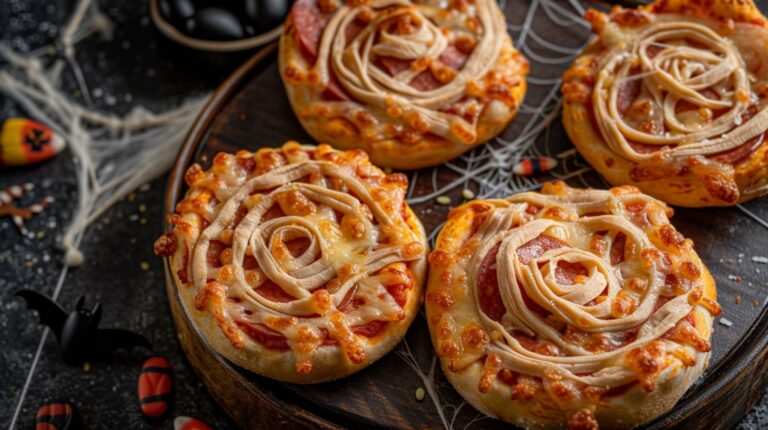 Recipe: Mummy Mini Pizzas – Mini pizzas wrapped in cheese and pepperoni to look like mummies