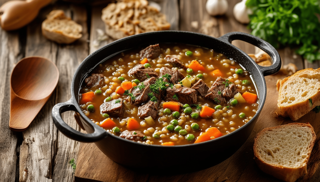 discover the ultimate comfort food with our one-pot beef and barley soup recipe! this hearty soup combines tender beef, nutritious barley, and a colorful mix of vegetables, all cooked together for a deliciously satisfying meal. perfect for chilly days!