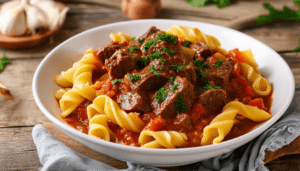 discover the comforting flavors of our one-pot beef goulash recipe! this traditional hungarian dish combines tender beef, aromatic paprika, and hearty noodles for a satisfying meal that's easy to prepare and perfect for sharing. dive into a bowl of warmth and flavor with this simple yet delicious one-pot wonder!