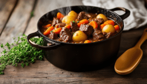 discover the ultimate comfort food with our one-pot beef stew recipe. this hearty dish combines tender beef, savory potatoes, and sweet carrots for a satisfying meal that's easy to make and perfect for any occasion. enjoy a bowl of warmth and flavor in just one pot!