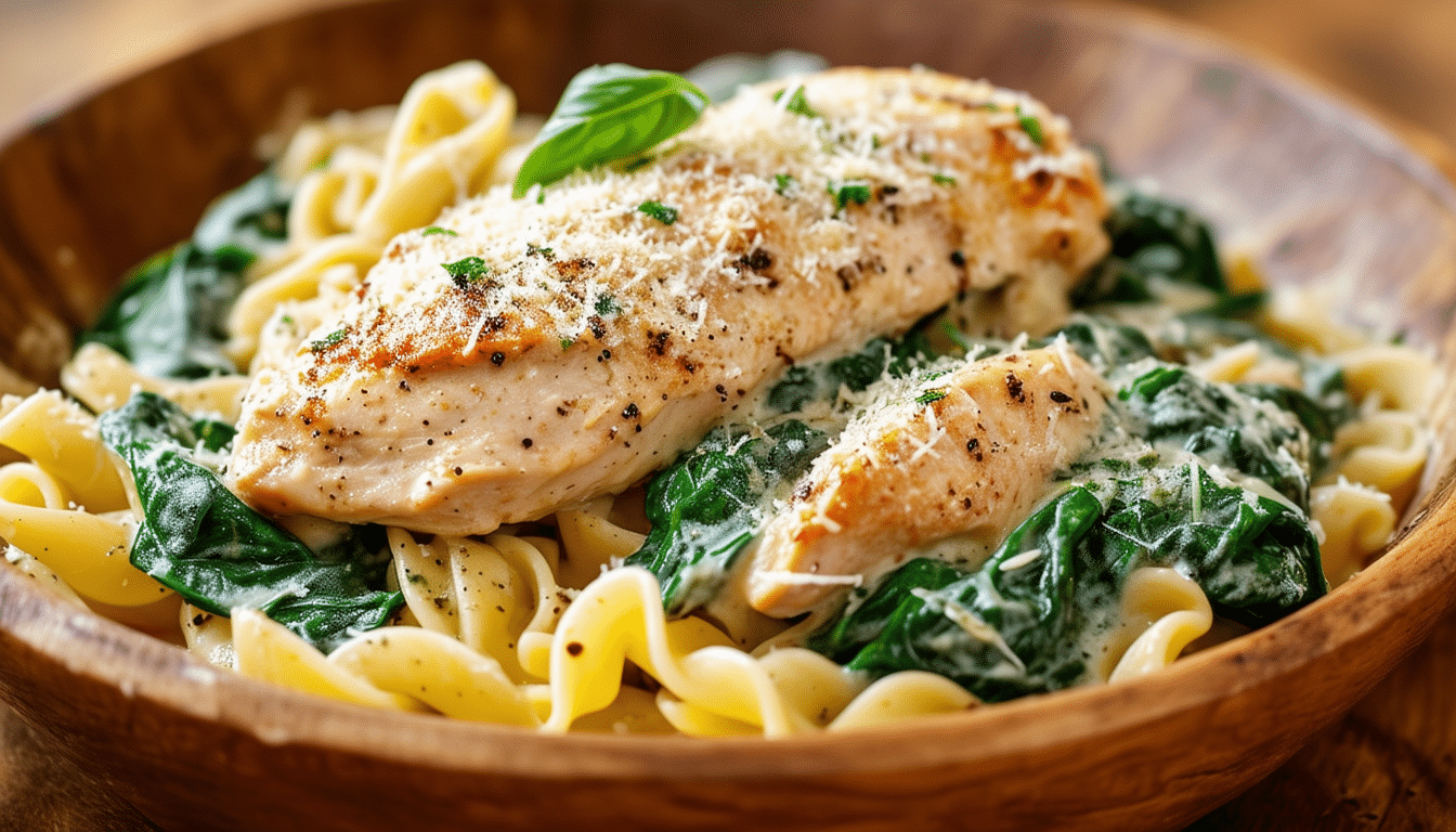discover the easy and delicious one-pot chicken florentine recipe! this creamy dish combines tender chicken, fresh spinach, and perfectly cooked pasta, all made in a single pot for effortless cooking and clean-up. perfect for a hearty family dinner!