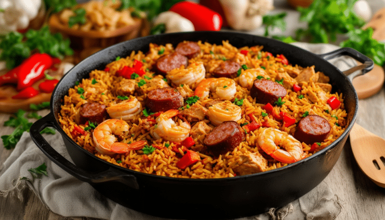 discover the flavors of the south with our one-pot jambalaya recipe! this spicy rice dish combines savory sausage, tender chicken, and succulent shrimp for a delicious and satisfying meal that's easy to prepare in just one pot. perfect for family dinners or gatherings!