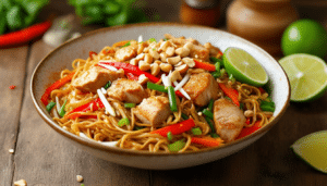 discover the ultimate one-pot pad thai recipe that combines tender chicken and fresh vegetables for a quick and easy meal. perfect for busy weeknights, this flavorful dish brings the taste of thailand to your kitchen in just one pot!