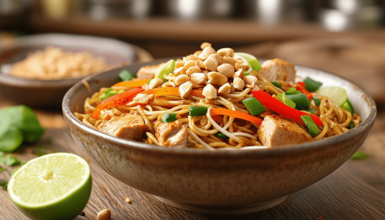 discover the ultimate one-pot pad thai recipe that's quick and easy to make! enjoy tender chicken, fresh vegetables, and a delicious balance of flavors in a simple dish perfect for busy weeknights. ideal for beginners and anyone craving a tasty thai classic!