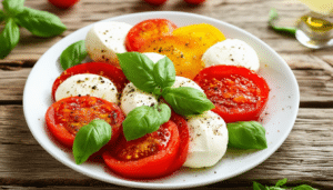 enjoy a refreshing and easy-to-make caprese salad with ripe tomatoes, creamy mozzarella, and fragrant basil. perfect for a light meal or a side dish, this recipe combines fresh ingredients for a delightful taste of italy.