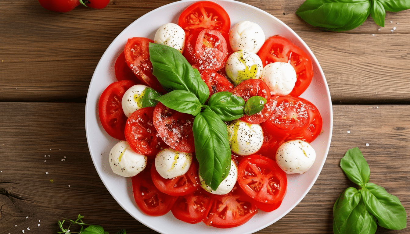discover the refreshing simplicity of our caprese salad recipe. featuring ripe tomatoes, creamy mozzarella, and fragrant basil, this light dish is perfect for any occasion. enjoy a burst of italian flavors with every bite!