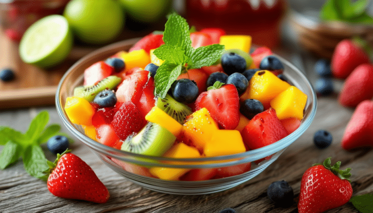 discover a delightful recipe for simple fruit salad, featuring a refreshing mix of fresh fruits drizzled with a zesty honey-lime dressing. perfect for a healthy snack or a vibrant side dish!