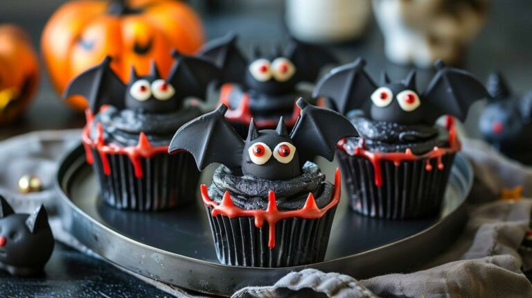 Recipe: Vampire Bat Cupcakes – Delicious cupcakes decorated to look like vampire bats