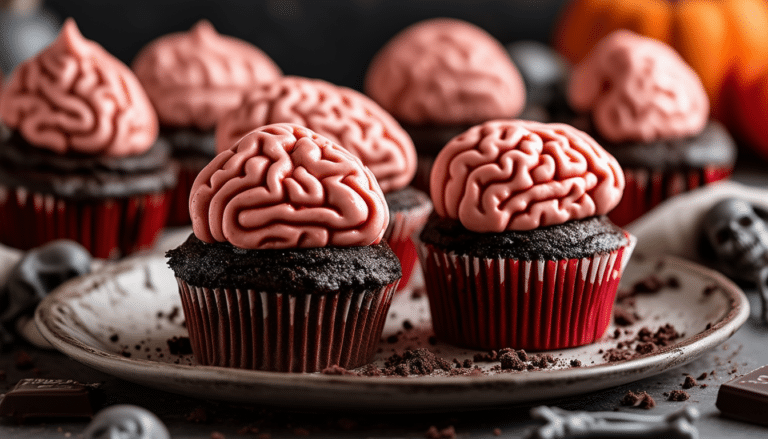 indulge in a spooky treat with our zombie brain cupcakes recipe! these deliciously creepy cupcakes are creatively decorated to resemble eerie zombie brains, making them the perfect dessert for halloween parties or any ghoulish gathering. get ready to impress your guests with these fun and tasty creations!