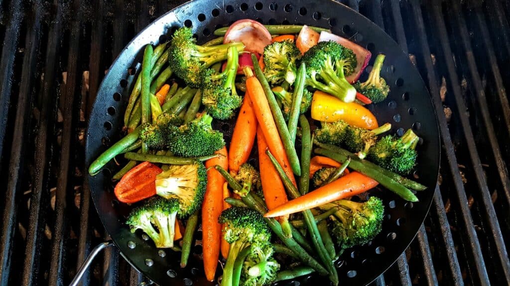 Grilled vegetables in a pan