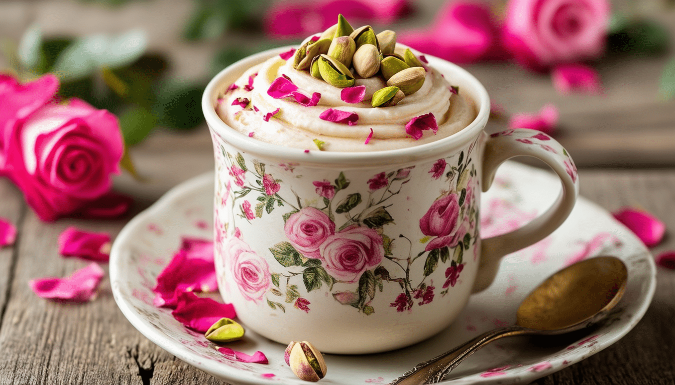 indulge in the delightful flavors of our rose and pistachio mug cake. this easy-to-make dessert features the aromatic essence of rose combined with the crunchy texture of pistachios, perfect for a quick treat or an elegant finish to any meal.