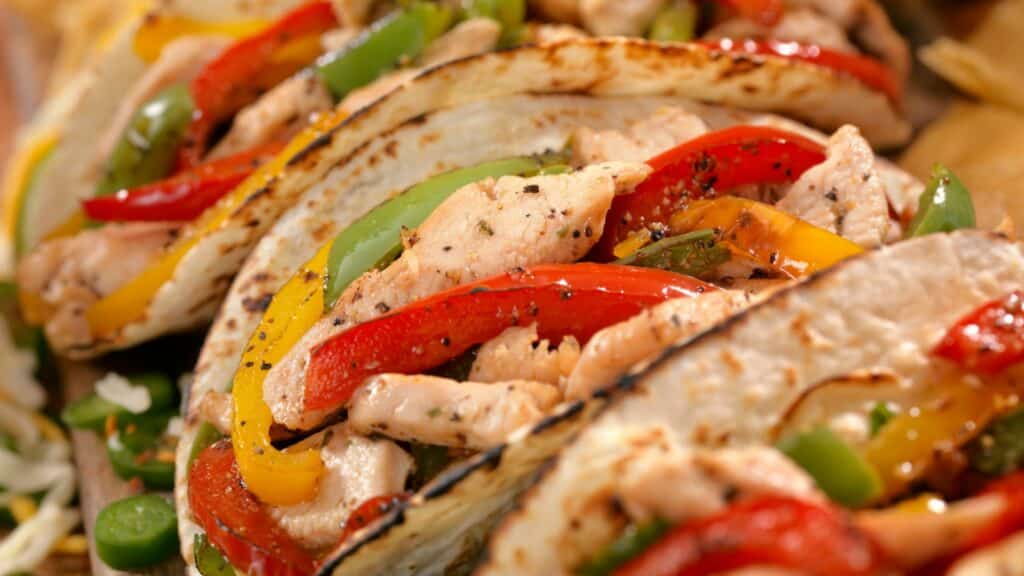 Chicken fajitas with bell peppers