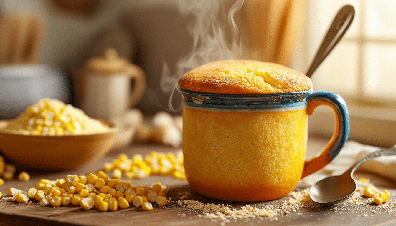 indulge in a deliciously simple and quick cornbread mug cake that brings comfort to your kitchen in minutes. perfect for a cozy treat, this easy recipe requires minimal ingredients and is ready to enjoy in just a few minutes. ideal for one or as a sweet addition to your meal!