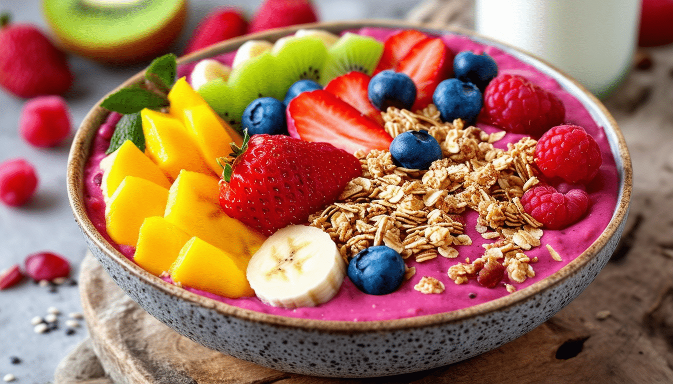 discover the delicious world of smoothie bowls! blend your favorite fruits with creamy yogurt or almond milk, and elevate your creation with crunchy nuts, seeds, and vibrant fruits. perfect for a healthy breakfast or a nutritious snack!