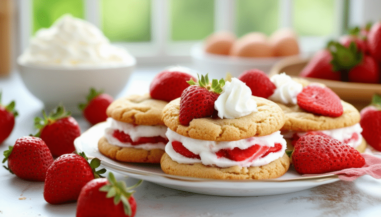 discover the delightful strawberry shortcake cookies recipe! enjoy the perfect blend of buttery cookies and fresh strawberries, topped with a creamy finish. ideal for summer gatherings or a sweet treat at any time, these cookies are sure to impress family and friends. easy to follow and utterly delicious!