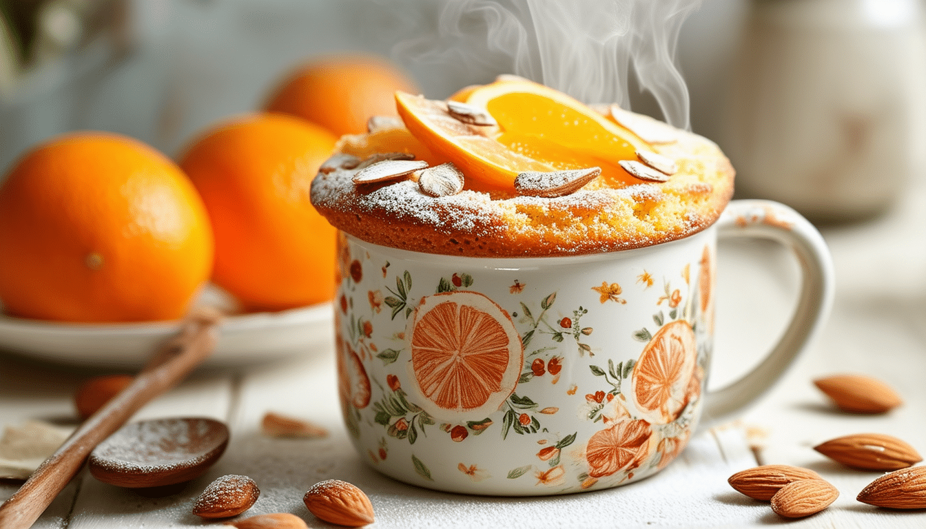 indulge in a delightful treat with our sunny orange almond mug cake! this quick and easy recipe combines zesty orange flavor with the nutty richness of almonds, perfect for a single serving of comfort. enjoy a warm, fluffy dessert in just minutes!