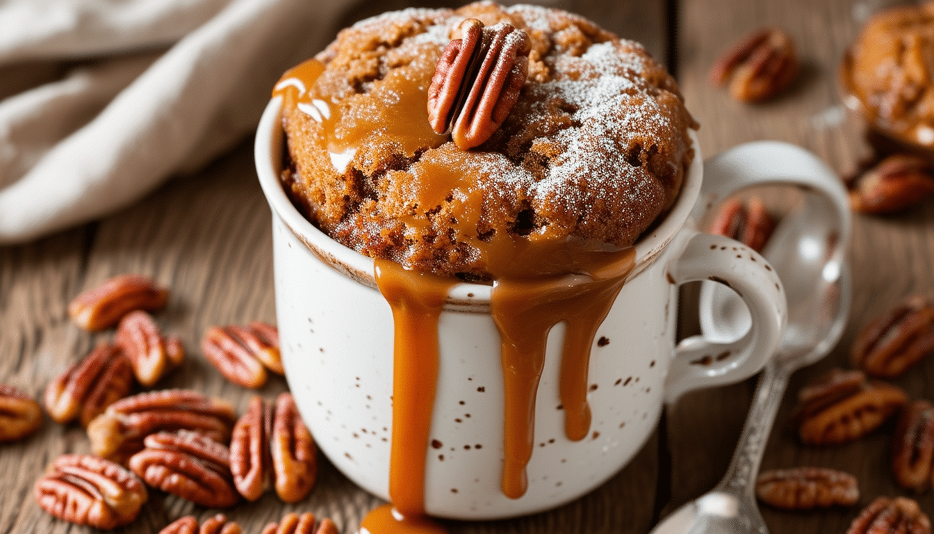 indulge in a quick and delicious treat with our toasted pecan mug cake! this easy-to-make dessert combines rich flavors of toasted pecans and a soft, fluffy cake, all ready in just minutes. perfect for satisfying your sweet cravings anytime!