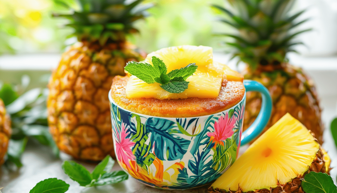 indulge in a delightful tropical pineapple mug cake, a quick and easy dessert bursting with the vibrant flavors of pineapple and coconut. perfect for satisfying your sweet tooth in minutes!