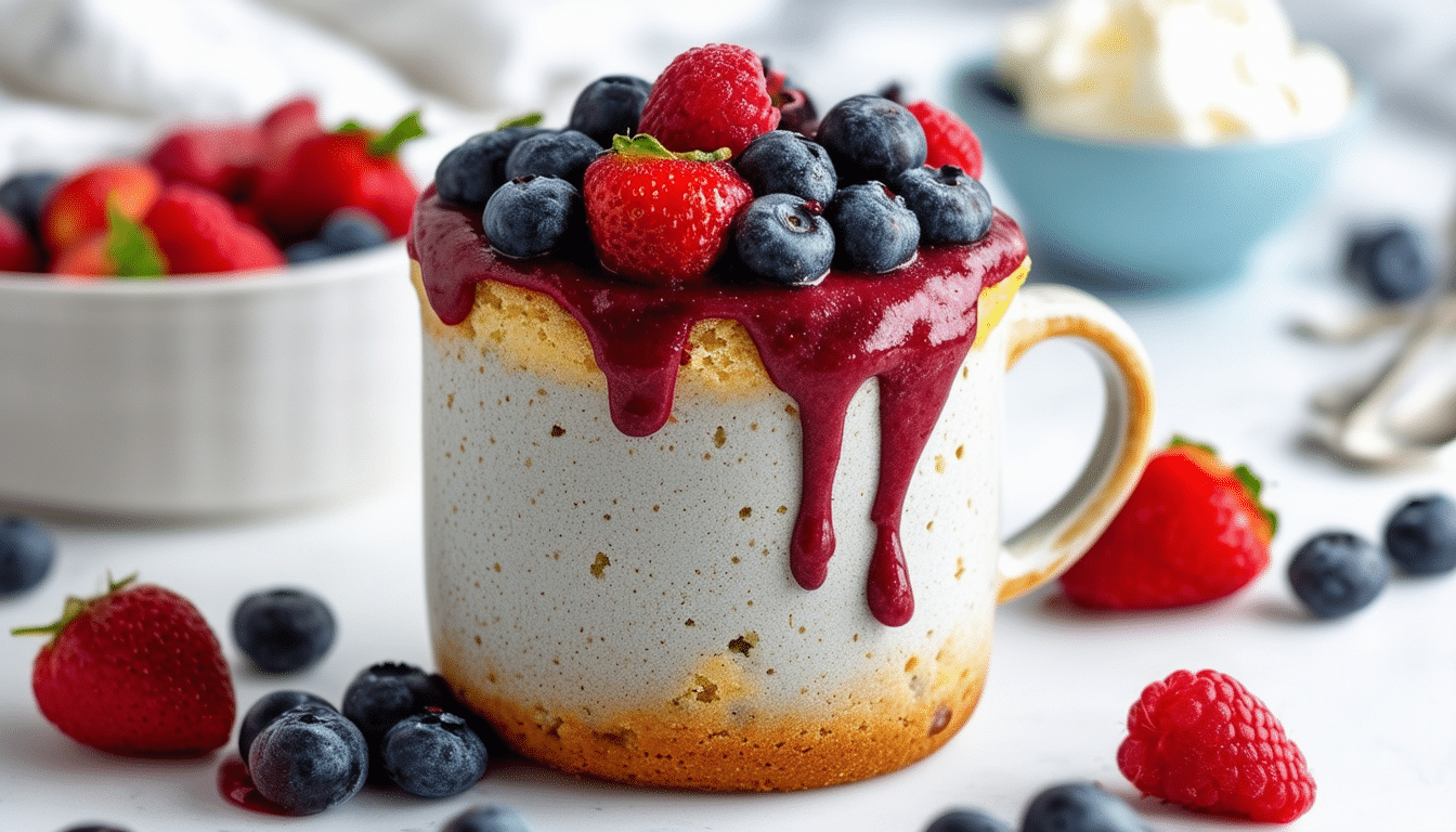 indulge in the delightful taste of summer with our berry bliss summer mug cake. this quick and easy dessert combines fresh, juicy berries with a fluffy cake, perfect for satisfying your sweet tooth in minutes. ideal for warm days and cozy evenings!