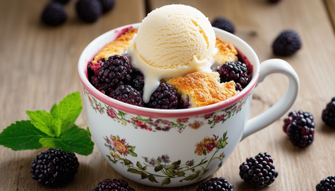 indulge in the delightful warmth of a blackberry cobbler mug cake, a quick and easy dessert that brings together succulent blackberries and a buttery, crumbly topping. perfect for satisfying your sweet tooth in minutes!