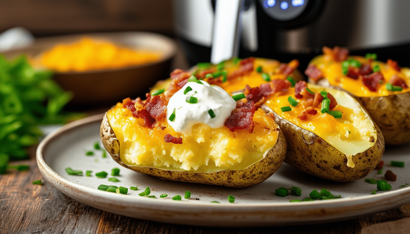 discover how to make crispy and flavorful jacket potatoes effortlessly in your air fryer. this easy recipe ensures perfectly cooked potatoes with a deliciously crispy skin, perfect for a satisfying meal or snack.