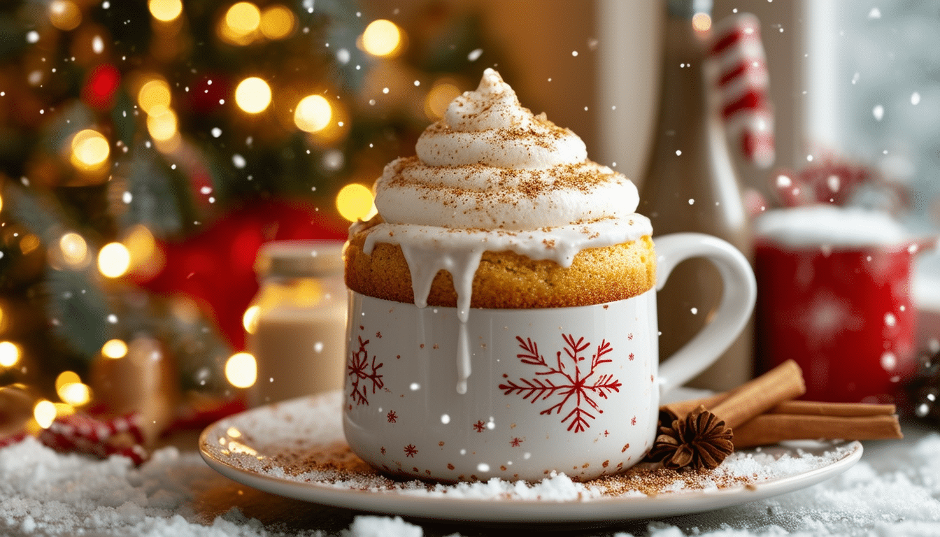indulge in the festive spirit with our easy eggnog mug cake recipe! this delightful, single-serving treat combines the rich flavors of eggnog and warm spices, perfect for the holidays. enjoy a cozy dessert in minutes, making your celebrations even sweeter!