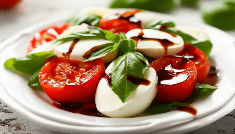 discover a simple and delicious recipe for a classic caprese salad, featuring fresh mozzarella, ripe tomatoes, fragrant basil, drizzled with olive oil and balsamic glaze. perfect for a light meal or appetizer!