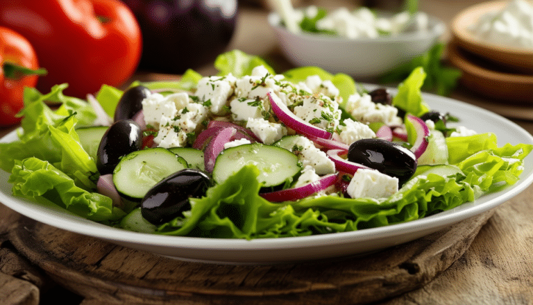 discover how to make a delicious classic greek salad with romaine lettuce, olives, feta cheese, red onion, cucumber, and a flavorful greek dressing. this easy recipe is perfect for a refreshing side dish or a light meal that captures the essence of mediterranean cuisine.